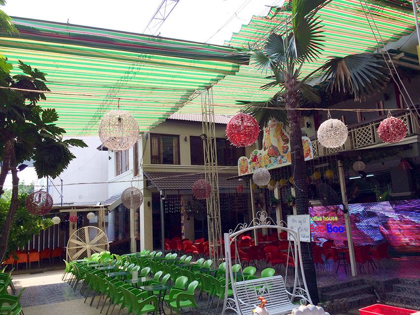 Mái che quán cafe sân vườn,Mái che quán cafe sân vườn Bình Phước