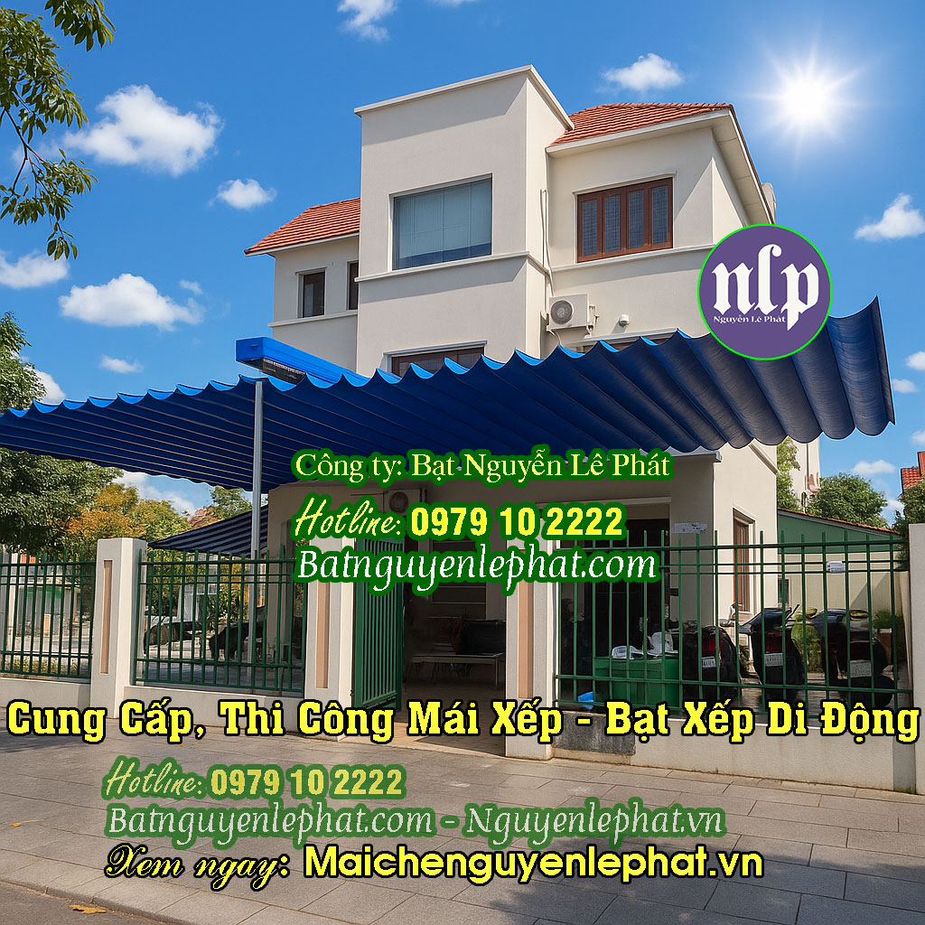 Thi công lắp đặt mái xếp mái che di động tại Bình Thuận Lắp mái bạt kéo ngoài trời